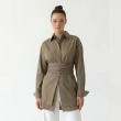 Women's Premium Casual Long - Sleeve Button - Up Shirt With Fabric Belt&mdash; Luxury Lounging, Daytime Socials &amp; Summer Escapes  - Khaki