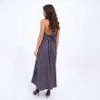 Women's Premium Evening Patterned Halter - Neck Sleeveless Maxi Dress &mdash; Coastal Galas, Luxury Resort Wear &amp; Sunset Soir&eacute;es - Houston Grey
