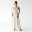 Women's Premium Tie - Front Cami Sleeveless Maxi Dress Evening Gown &mdash; Coastal Galas, Luxury Resort Wear &amp; Sunset Soir&eacute;es  - Beige