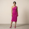 Women's Slim One-Shoulder Dress - Cocktail Party &amp; Evening Glam Wear - Fuchsia Pink