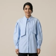 Women's Regular Bow Blouse With Fabric Tie - Sophisticated Office &amp; Semi-Formal Workwear - Light Blue