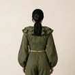 Women's Regular Ruffle Blouse - Romantic Chic &amp; Summer Party Styling - Olive Green