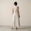 Women's Premium Evening Gathered Neckline Draped Maxi sleeveless Dress &mdash; Coastal Galas, Luxury Resort Wear &amp; Sunset Soir&eacute;es  - Cream