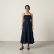 Women's Regular Casual Chic Maxi Dress - Smocked Bodice and Tiered Skirt - Navy Blue
