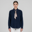 Women's Regular Modern Tailored Blouse - Classic Long-Sleeved - Navy Blue