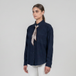 Women's Regular Modern Tailored Blouse - Classic Long-Sleeved - Navy Blue