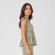 Women's Regular Casual Chic Top - Tiered Layers and Bow Straps - Sage Green