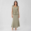 Women's Regular Casual Chic Top - Tiered Layers and Bow Straps - Sage Green