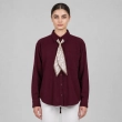 Women's Regular Modern Tailored Blouse With Tie And Buffer - Classic Long-Sleeved  - Burgundy