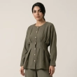 Women's Regular Tunic Dress - Minimalist Casual &amp; Modest Fashion Elegance - Olive Green