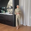 Women's Regular High-Neck Set With Fabric Belt - Sophisticated Office &amp; Semi-Formal Coordinate - Mint Green