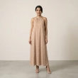 Women's Premium Evening Patterned Halter - Neck Sleeveless Maxi Dress &mdash; Coastal Galas, Luxury Resort Wear &amp; Sunset Soir&eacute;es - Seattle Beige