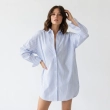 Women's Premium Oversized Casual Striped Button - Up Long - Sleeve Shirt &mdash; Luxury Lounging, Daytime Socials &amp; Summer Escapes  - Berlin Striped Blue