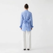 Women's Premium Casual Long - Sleeve Button - Up Shirt With Fabric Belt&mdash; Luxury Lounging, Daytime Socials &amp; Summer Escapes  - San Jose  - Striped Blue