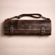 Genuine Leather The Souq Street The Artisan Chef Apparel Two-Piece Knife Roll and Apron Set Coffee Brown