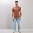 Men&rsquo;s Short Sleeve Tricot T-Shirt - Textured Knit Lightweight Casual Slim Fit Tee - Brown