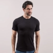 Men&rsquo;s Short Sleeve Ribbed Mix T-Shirt - Textured Lightweight Casual Crew Neck Tee with Modern Fit - Black