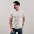 Men&rsquo;s Short Sleeve Ribbed Mix T-Shirt - Textured Lightweight Casual Crew Neck Tee with Modern Fit - Off White