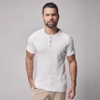 Men&rsquo;s Short Sleeve Ribbed Henley T-Shirt - Button Detail Lightweight Slim Fit Tee for Summer and Everyday Wear - Off White