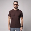 Men&rsquo;s Short Sleeve Ribbed Mix T-Shirt - Textured Lightweight Casual Crew Neck Tee with Modern Fit - Dark Brown
