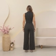 Women&rsquo;s Tailored Set - Elegant Vest and Wide Leg Pants Outfit for Work and Office Wear - Black