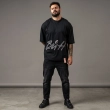 Men&rsquo;s Oversized Contrast Graphic T-Shirt - Relaxed Fit Streetwear Tee with Printed Design - Black