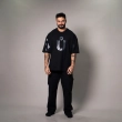 Men&rsquo;s Oversized Graphic T-Shirt - ''Bu'' Print Streetwear Tee with Relaxed Fit - Black