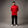 Men&rsquo;s Oversized Striped Graphic T-Shirt - &ldquo;Golden&rdquo; Streetwear Tee with Relaxed Fit - Red