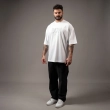 Men&rsquo;s Oversized Striped Graphic T-Shirt - &ldquo;Golden&rdquo; Streetwear Tee with Relaxed Fit - White