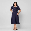 Women&rsquo;s Jasmin Set - Short Sleeve Shirt and Long Skirt Matching Outfit for Elegant Everyday Wear - Navy Blue