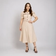 Women&rsquo;s Jasmin Set - Short Sleeve Shirt and Long Skirt Matching Outfit for Elegant Everyday Wear - Beige