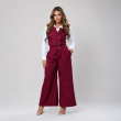 Women&rsquo;s Tailored Set - Elegant Vest and Wide Leg Pants Outfit for Work and Office Wear - Maroon