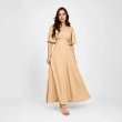 Women&rsquo;s Tamara Dress - Elegant 3/4 Sleeve Flowy Midi Dress for Everyday Wear - Beige