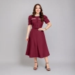 Women&rsquo;s Jasmin Set - Short Sleeve Shirt and Long Skirt Matching Outfit for Elegant Everyday Wear - Maroon