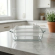 Tempered Glass HNT Rectangular Casserole Serving Dish Lid Cover Included Transparent 1.5L