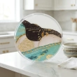 Acrylic Plastic Velvet Round Serving Tray Set Garangao Festive Heritage Design 2-Piece