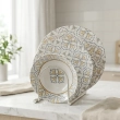 Porcelain Chichi Kar Porselen Dinnerware Set Leonberg Mandala Yellow Blue 24-Piece