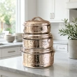 Enamel on Steel K1 Hot Pot Casserole Set Metallic Silver 3-Piece