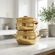 Enamel on Steel K1 Hot Pot Casserole Set Metallic Gold 2-Piece