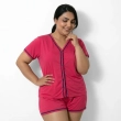 Women&rsquo;s Curvy Pajama Set - Button-Front Short Sleeve Top and Shorts - Soft and Comfortable 2-Piece Sleepwear