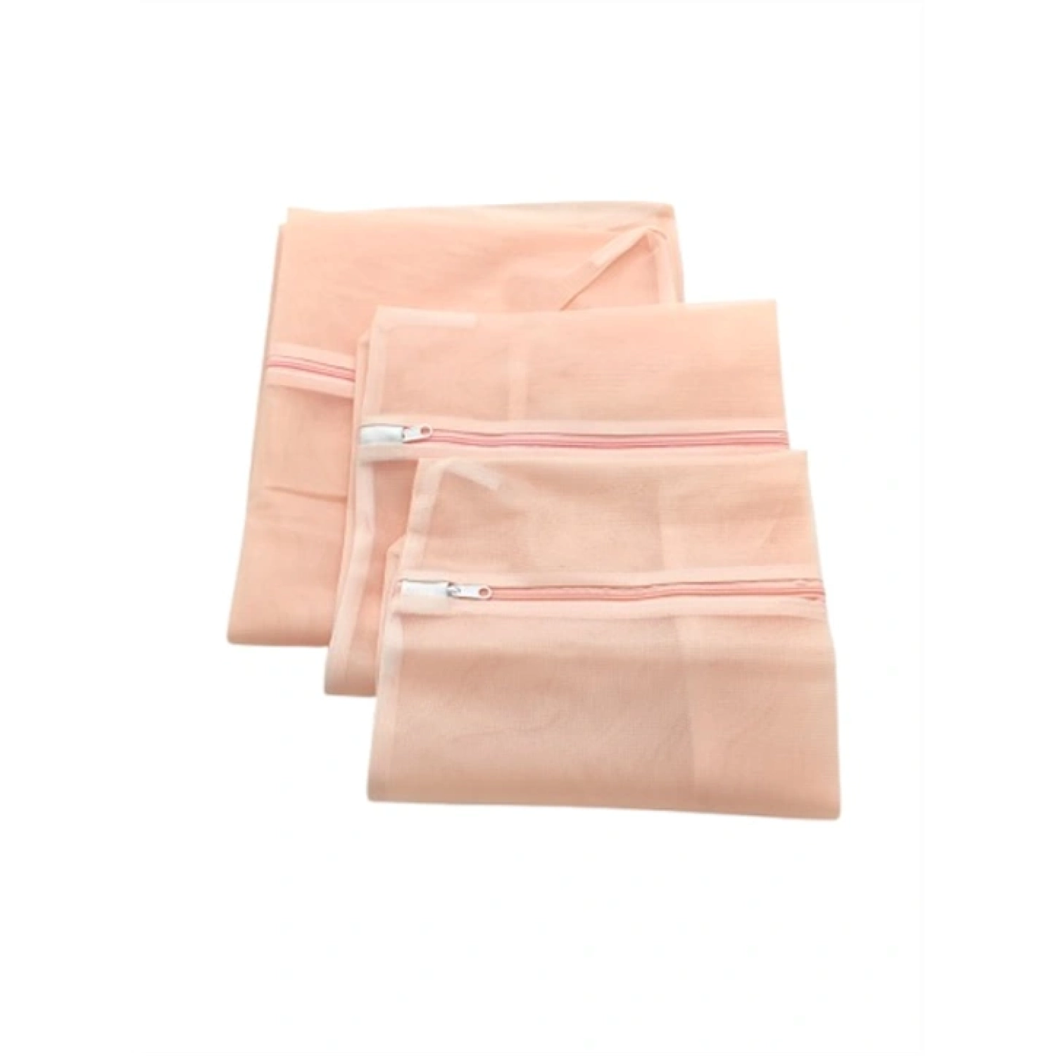 Square Color Fine Mesh Laundry Bag Three Piece Set - Pink
