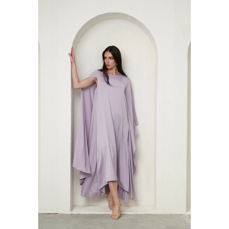 Asymmetric Cape Dress - Lavender