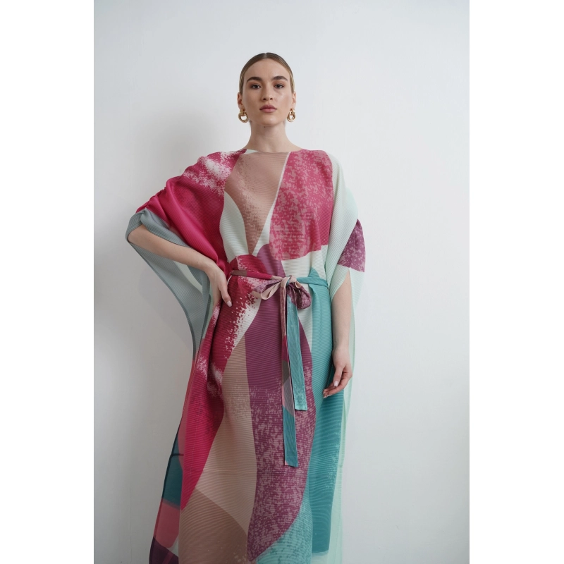Pleated Cape Dress - Printed