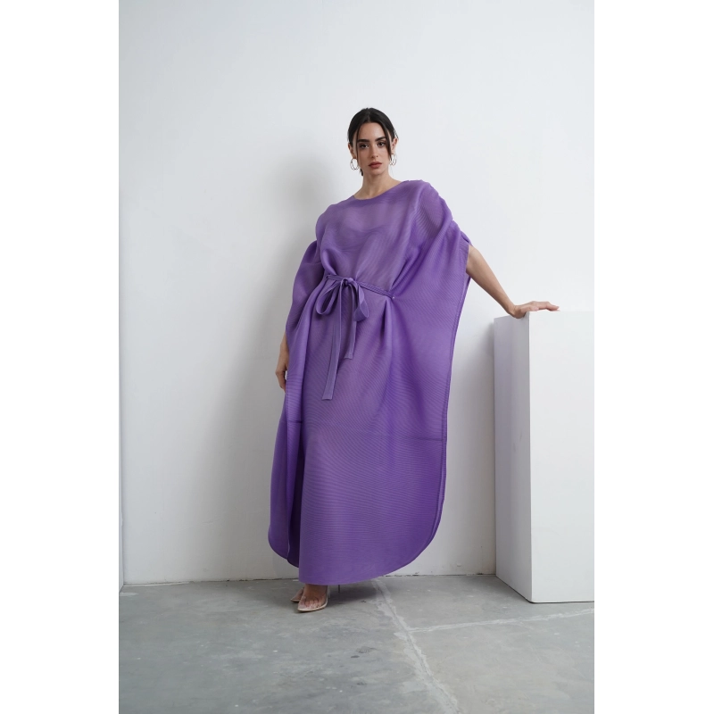 Pleated Cape Dress - Purple