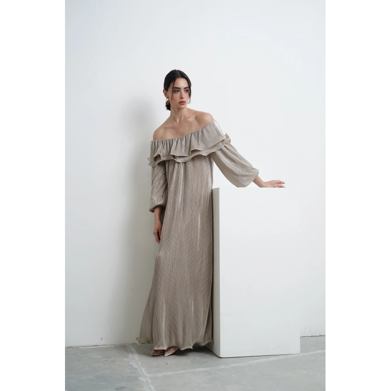 Off Shoulder Dress - Beige