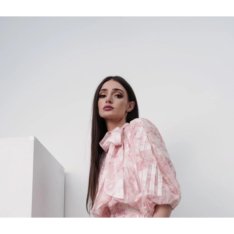 Floral Pleated Shirt - Pink