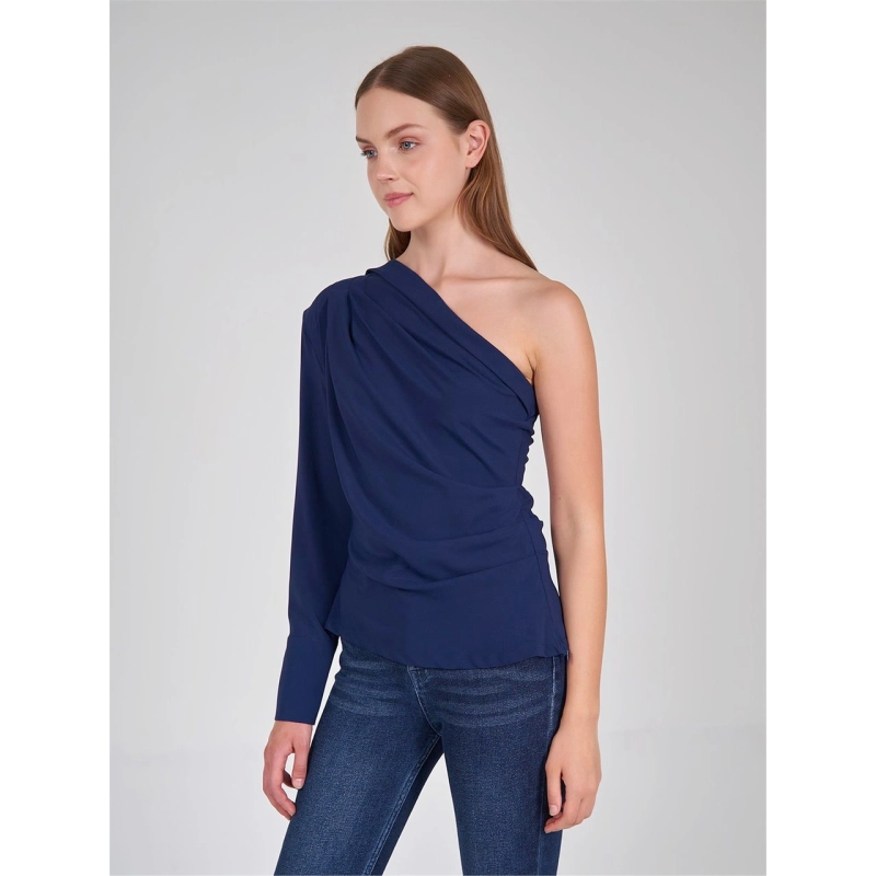 One Shoulder Blouse with Drape