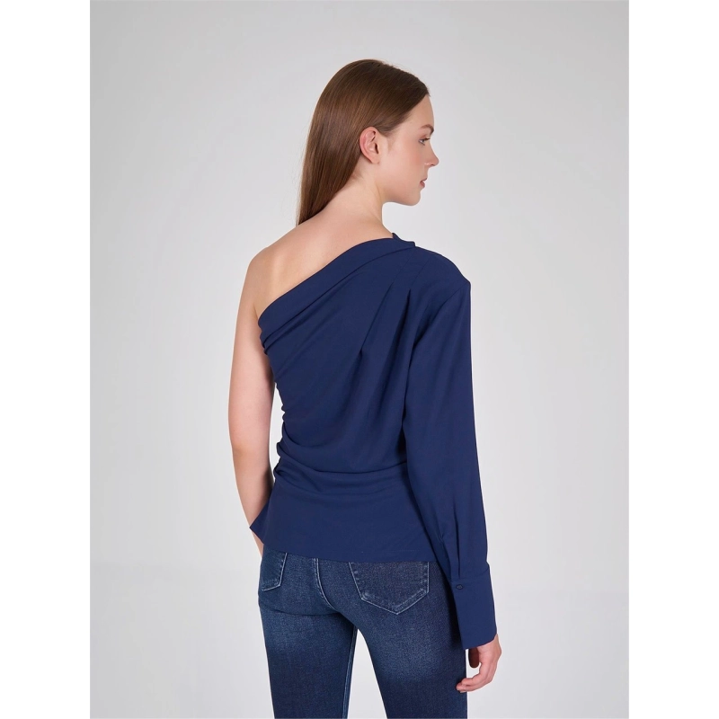 One Shoulder Blouse with Drape