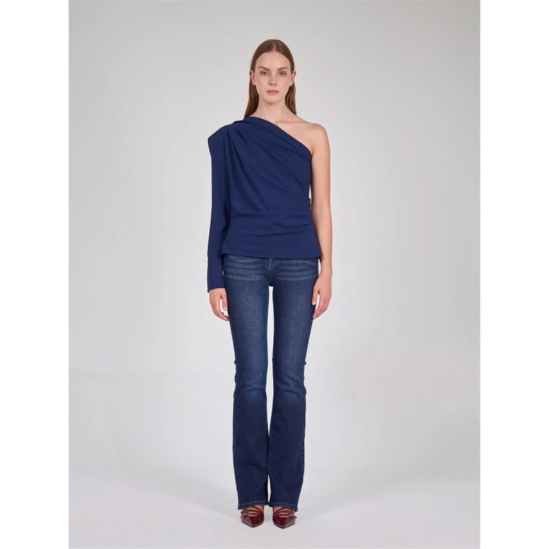 One Shoulder Blouse with Drape