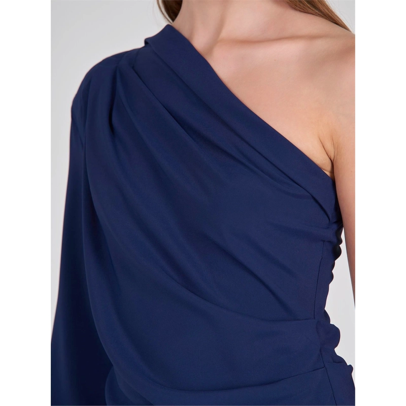 One Shoulder Blouse with Drape